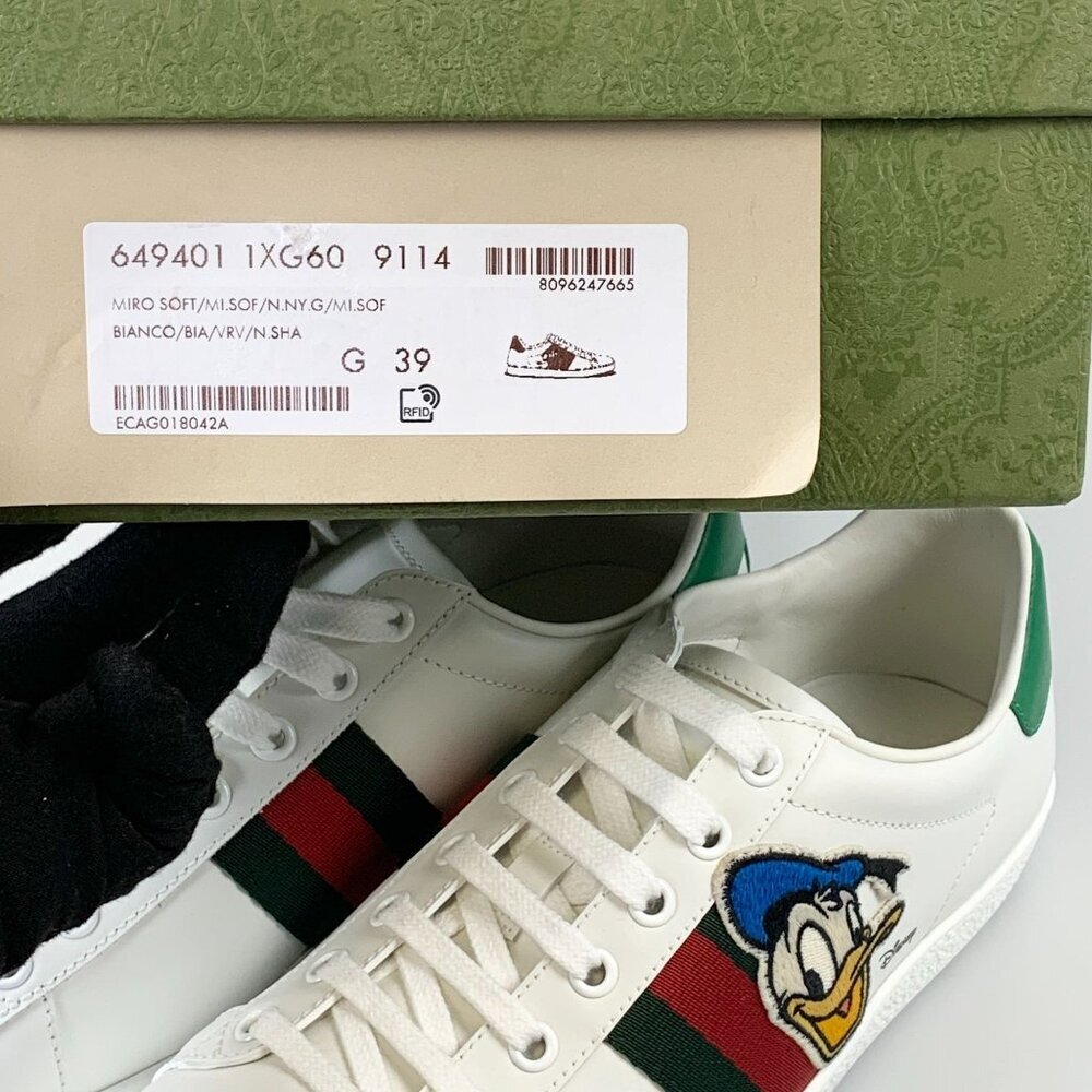 NIB Gucci Disney X Gucci Donald Duck Ace Sneaker SIze 39 - Picture 10 of 11